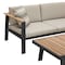 Armen Living Nofi Outdoor Patio Sectional Set in Charcoal Finish with Taupe Cushions and Teak Wood SETODNOSEBE - alternate 2